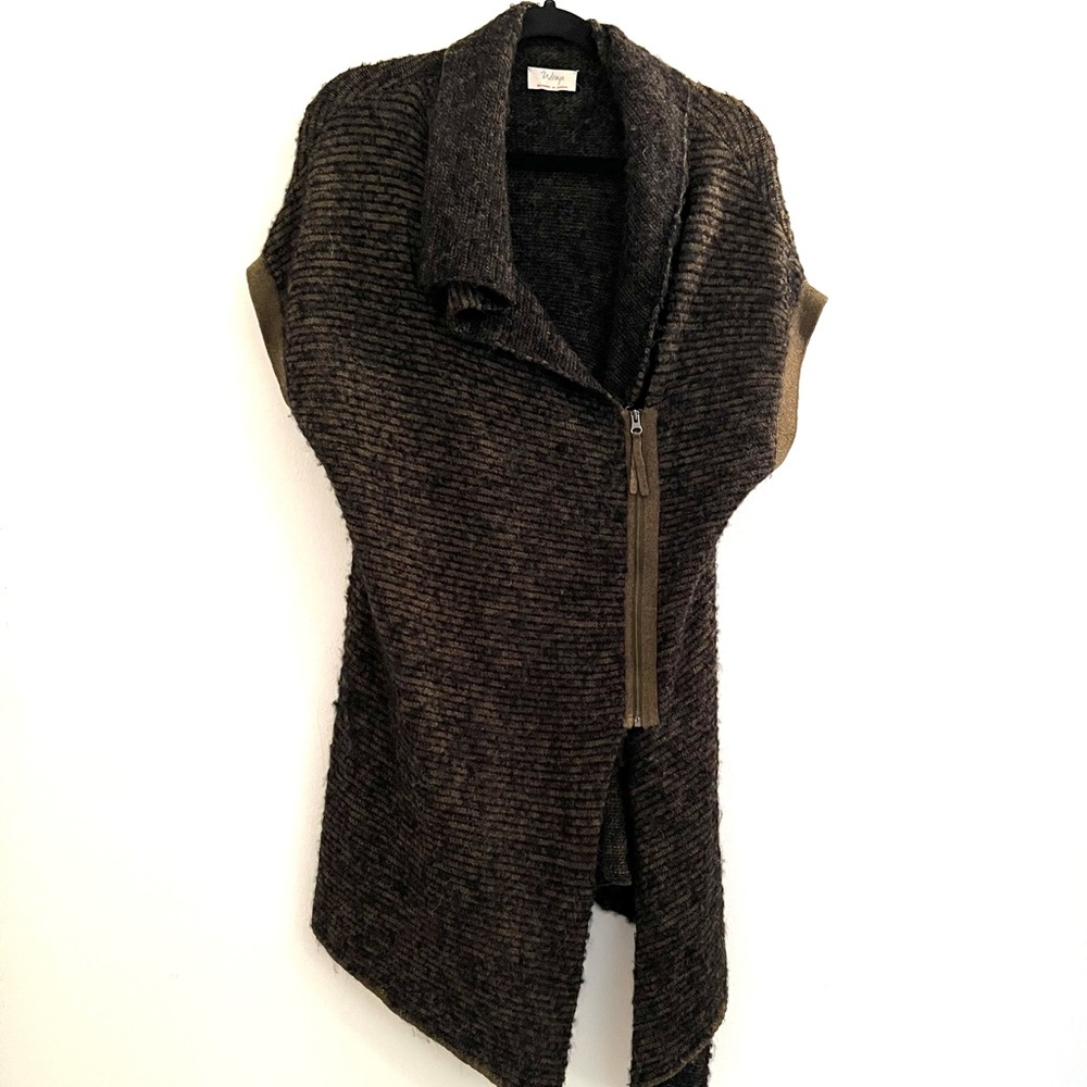 Wrap by London long sweater asymmetrical zipper 4-6 Alpaca Blend longline